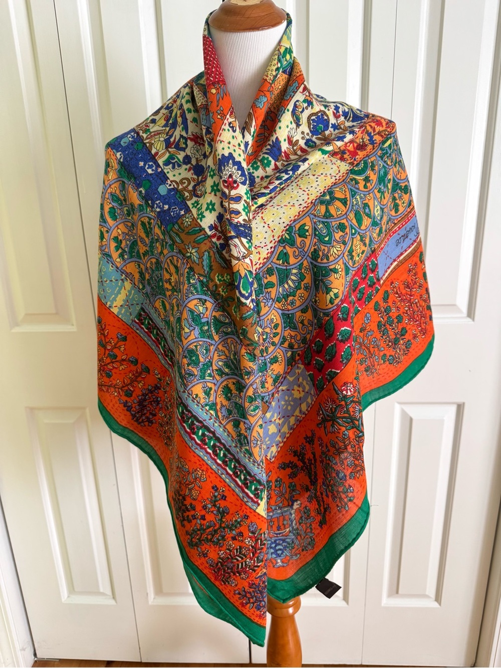 HERMES Multicolor Wool/Silk Blend Wrap Scarf - Picture 3 of 8